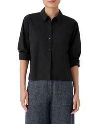 Eileen Fisher - Classic Point Collar Organic Cotton Poplin Button-up Shirt - Lyst