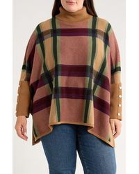 Jones New York - Plaid Jacquard Turtleneck Poncho - Lyst