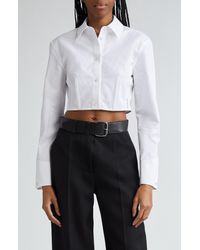 Alexander Wang - Boned Crop Cotton Button-up Shirt - Lyst