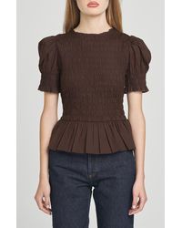 Wayf - Matilda Smocked Peplum Top - Lyst