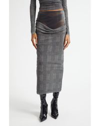 Jean Paul Gaultier - Double Layer Prince Of Wales Print Mesh Midi Skirt - Lyst