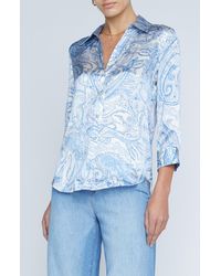 L'Agence - Dani Paisley Print Silk Button-up Shirt - Lyst