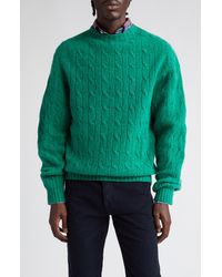 Drake's - Shetland Cable Knit Wool Crewneck Sweater - Lyst