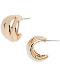 Open Edit - Wide Ridged Huggie Hoop Earrings - Lyst