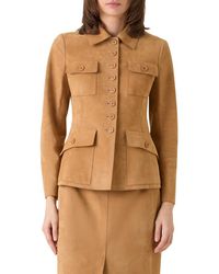 Akris - Delia Fitted Goatskin Suede Jacket - Lyst