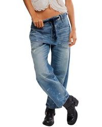 Free People - Moxie Mid Rise Low Slung Tie Waist Nonstretch Jeans - Lyst