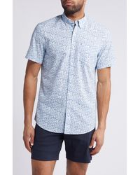 Nordstrom - Trim Fit Floral Short Sleeve Stretch Cotton & Linen Button-down Shirt - Lyst