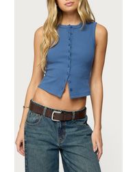 Edikted - Basel Rib Button-Up Crop Top - Lyst