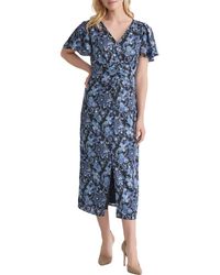 Jones New York - Flutter Sleeve Midi Dress - Lyst
