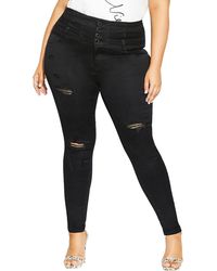 City Chic - Asha Ripped Skinny Jeans - Lyst