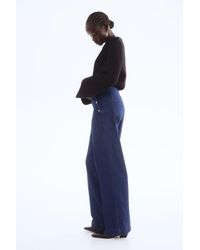 H&M - Button-Detail Denim Trousers - Lyst
