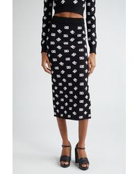 Dolce & Gabbana - Monogram Jacquard Midi Sweater Skirt - Lyst