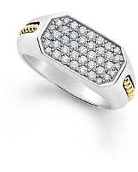 Lagos - Anthem Pavé Diamond Signet Ring - Lyst