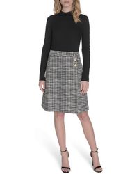 Eliza J - Mock Neck Long Sleeve Mixed Media Dress - Lyst