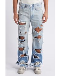 FRAME - The Boxy Ripped Straight Leg Jeans - Lyst