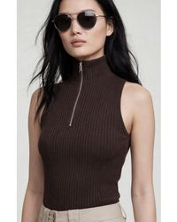 Anatomie - Selina Half-Zip Ribbed Sleeveless Sweater Top - Lyst