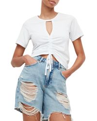 AllSaints - Gigi Cutout Ruched Front Cotton T-shirt - Lyst