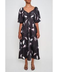 The Lulo Project - Sol Horse Print Puff Sleeve Crepe Maxi Dress - Lyst