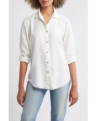 Apny - Frayed Hem Button-Up Shirt - Lyst