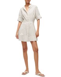 STAUD - Lorenza Stripe Stretch Cotton Mini Shirtdress - Lyst