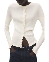 Mango - Ruffle Trim Rib Cardigan - Lyst