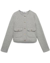 Mango - Cotton Blend Crop Utility Jacket - Lyst