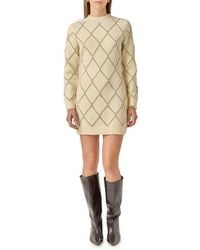 English Factory - Metallic Jacquard Long Sleeve Sweater Dress - Lyst