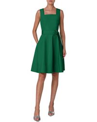 Akris Punto - Belted Square Neck Cotton Fit & Flare Dress - Lyst