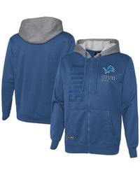 Outerstuff Men's Blue Detroit Lions Combine Authentic Field Play Full-Zip Hoodie Sweatshirt Size: Small