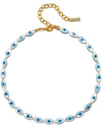 Sequin - Beaded Mother-Of-Pearl Evil Eye Choker - Lyst