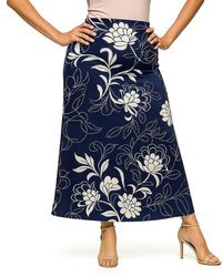24seven Comfort Apparel - Maternity Floral Print Elastic Waist A-Line Maxi Skirt - Lyst
