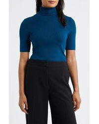 Anne Klein - Short Sleeve Turtleneck Sweater - Lyst