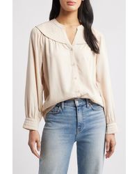 Wit & Wisdom - Split Neck Balloon Sleeve Top - Lyst