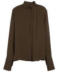 Tom Ford - Keyhole Cutout Washed Silk Georgette Top - Lyst