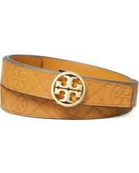 Tory Burch - Miller Debossed T Monogram Leather Belt - Lyst