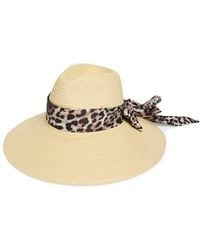 Nordstrom - Wide Brim Hat With Leopard Print Scarf - Lyst