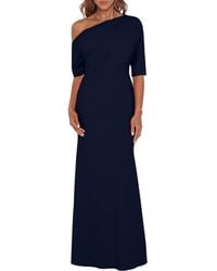 Betsy & Adam - Pleated Long Evening Dress - Lyst