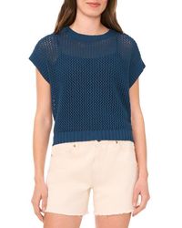 Halogen® - Open Stitch Cotton Crop Sweater Vest - Lyst