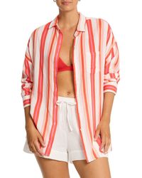 Sea Level - West Coast Beach Stripe Cover-Up Shirt - Lyst