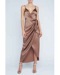 L'Agence - Amilia Silk Maxi Wrap Dress - Lyst