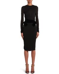 Tom Ford - Wrap Detail Mixed Media Long Sleeve Cocktail Dress - Lyst