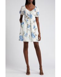 Chelsea28 - Floral Puff Sleeve Fit & Flare Dress - Lyst