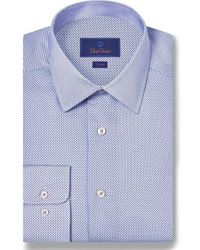 David Donahue - Trim Fit Micro Geometric Cotton Dress Shirt - Lyst