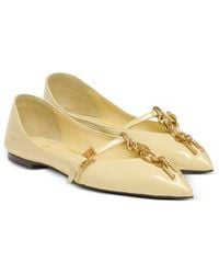 Balmain - Shiny Lambskin Sync Ballet Flats - Lyst