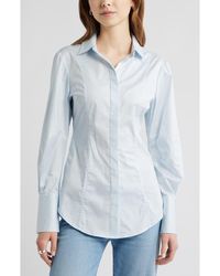 Open Edit - Seam Detail Split Back Stretch Cotton Poplin Shirt - Lyst