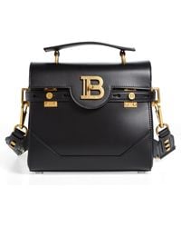 Balmain - B-buzz 23 Monogram Leather Top Handle Bag - Lyst