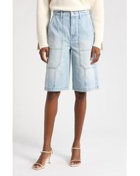 Pistola - Carter High Waist Denim Carpenter Bermuda Shorts - Lyst