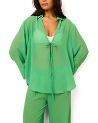 Solid & Striped - The Jaclyn Long Sleeve Sheer Cover-Up Tunic - Lyst