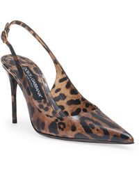 Dolce & Gabbana - Leopard Print Pointed Toe Slingback Pump - Lyst