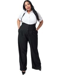 Unique Vintage - Plus Size Wide Leg Rochelle Suspender Pants - Lyst